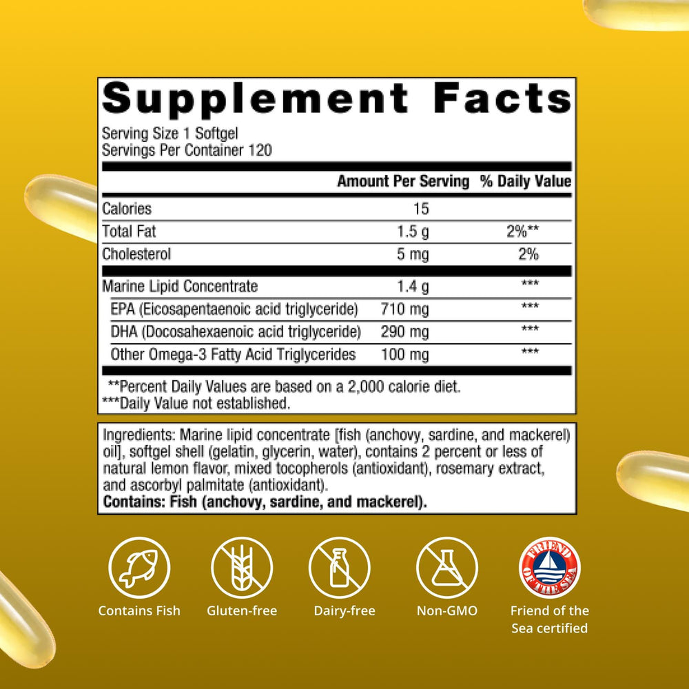 Metagenics OmegaGenics EPA-DHA 1000mg product box on kitchen counter.