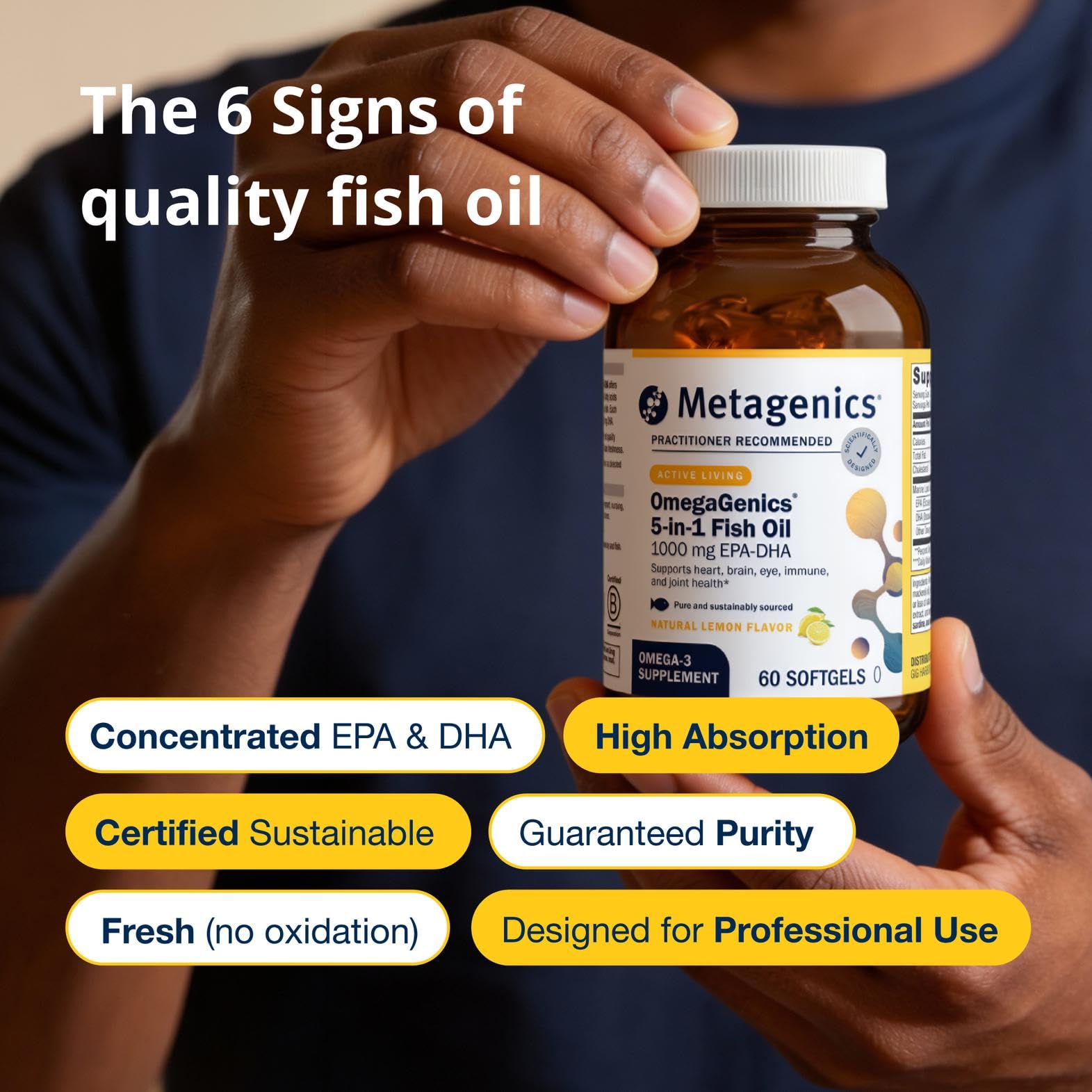 Bottle label showing GMP certification and third-party testing seals