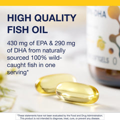 Metagenics OmegaGenics softgels shown in a daily serving for easy use.