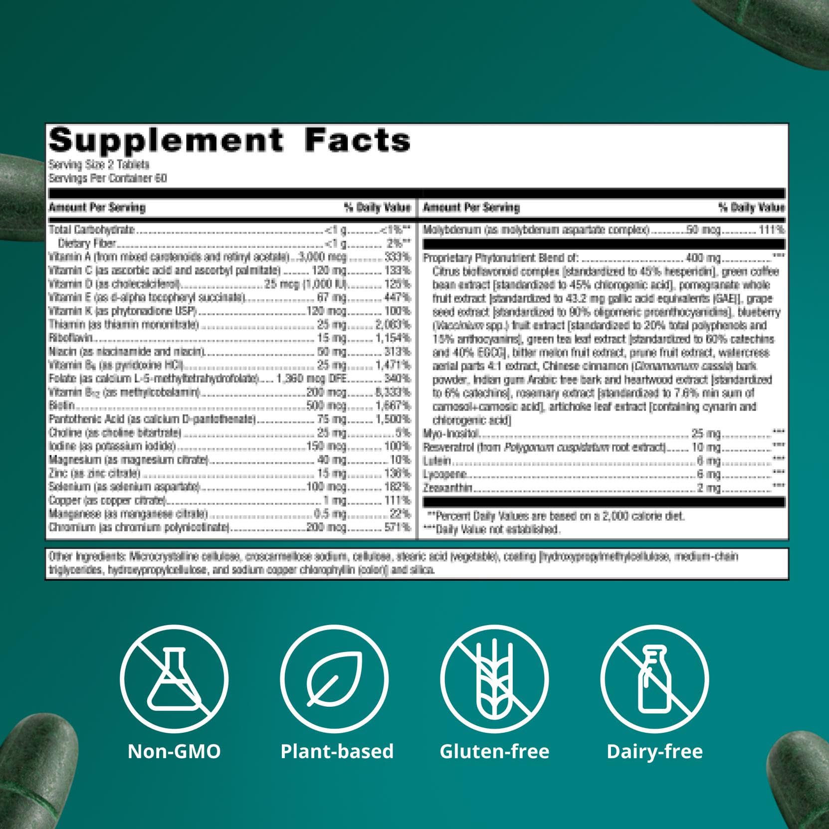 Metagenics PhytoMulti Without Iron packaging on desk suggests easy daily nutrition routine