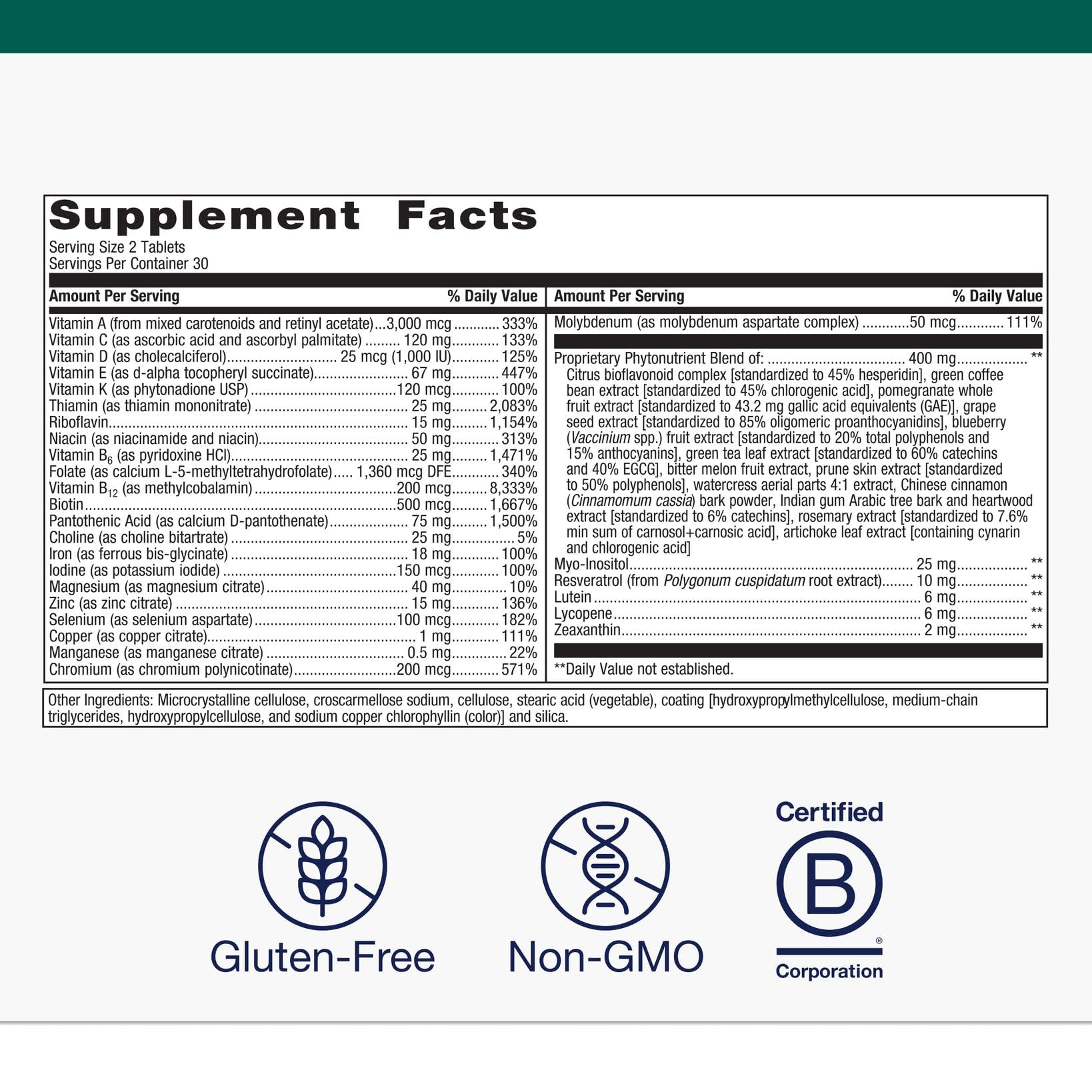Metagenics PhytoMulti phytonutrient blend—Mediterranean-inspired antioxidants for nutrient variety.