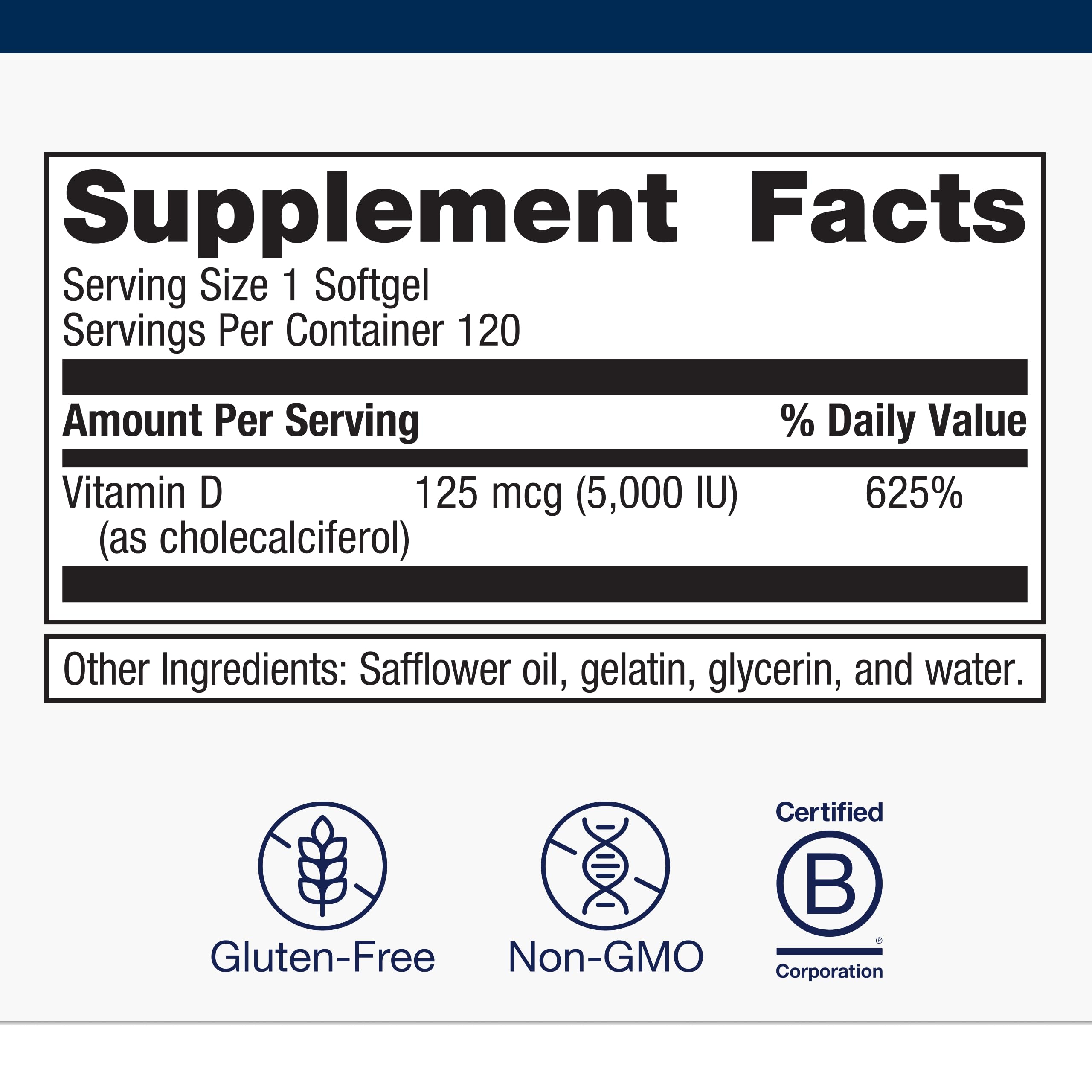 D3 softgels with coconut and MCT oil carrier for bioavailability