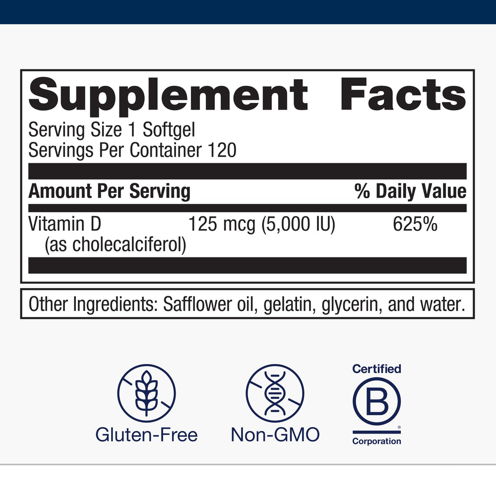 D3 softgels with coconut and MCT oil carrier for bioavailability