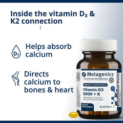 Metagenics D3 + K gluten free non GMO label on bottle.