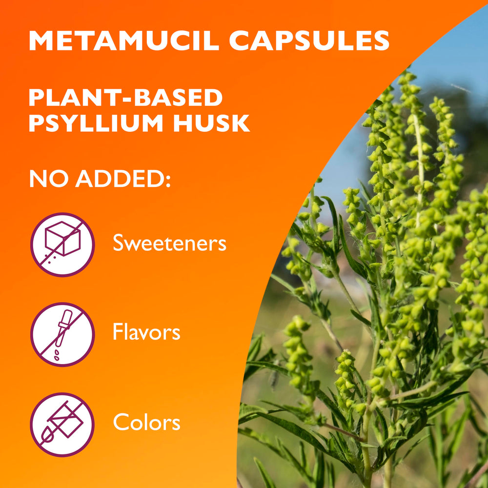 Metamucil capsules pour into a glass for easy daily use.