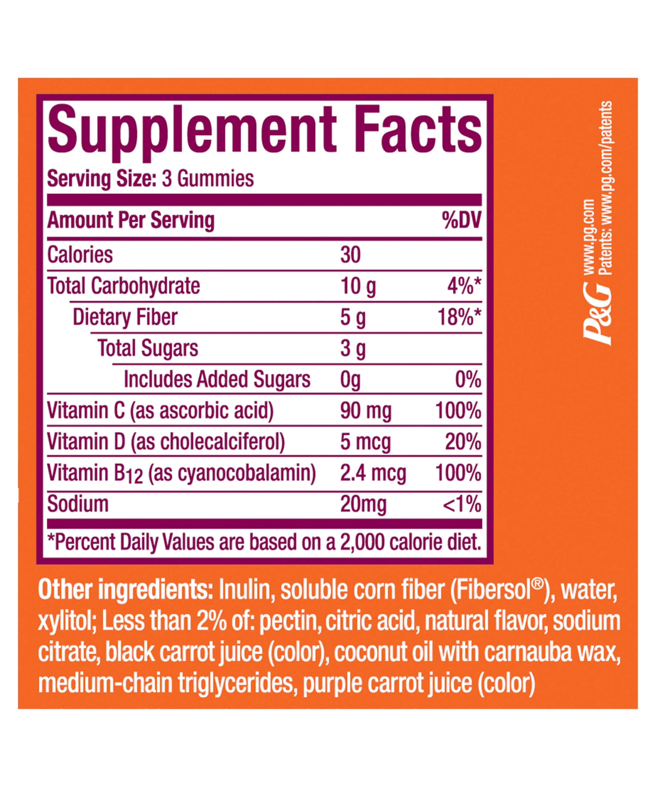 Gummy texture close-up conveys soft chewable daily fiber option.