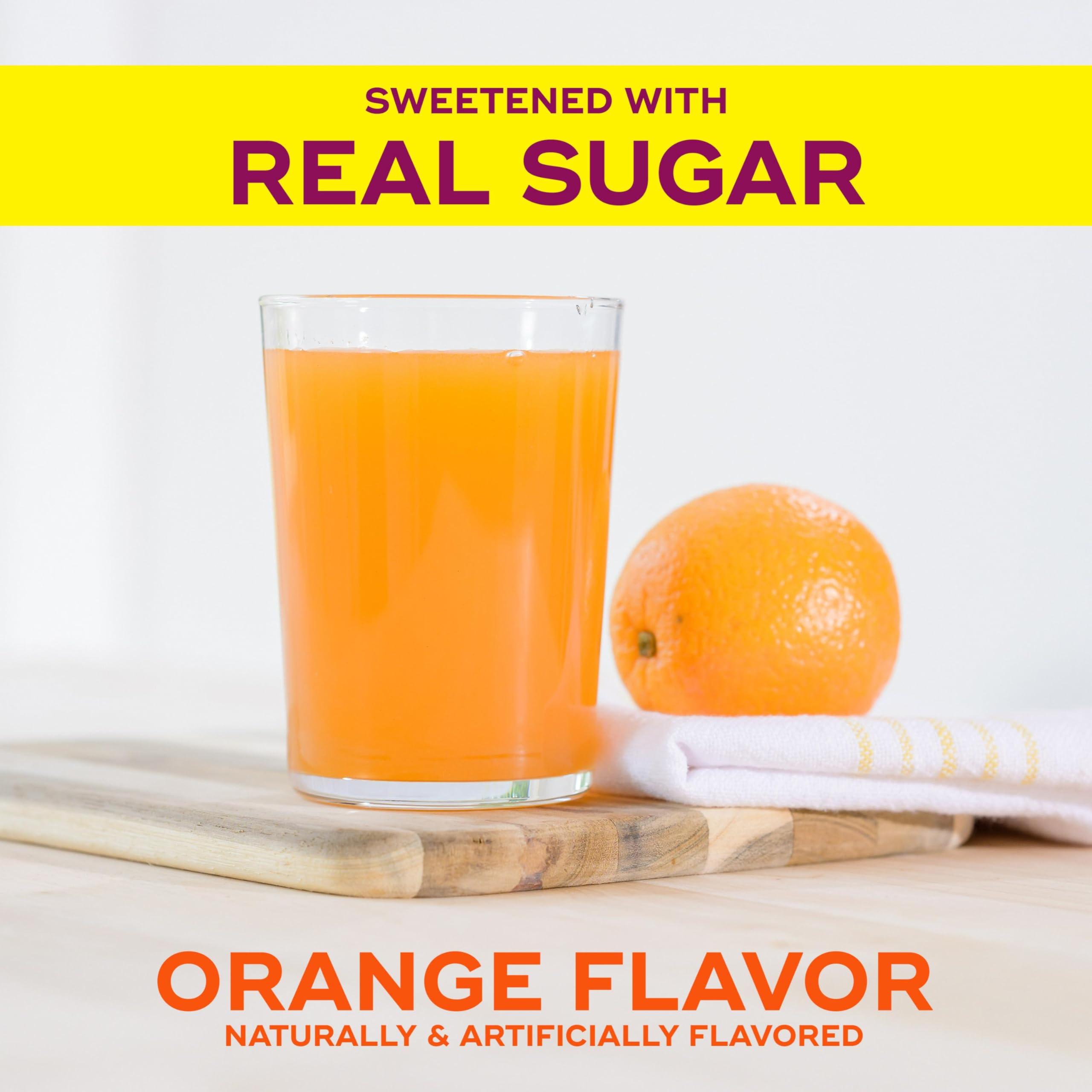 Metamucil glass of orange water showing easy fiber mix