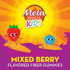 Metamucil Kids Fiber Gummies close-up of mixed berries, flavor appeal for kids.
