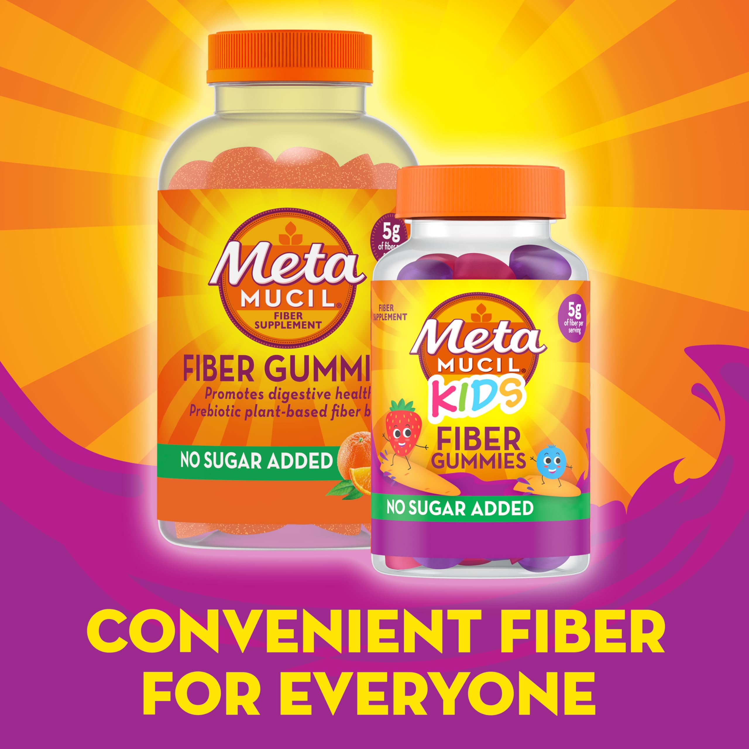 Metamucil Kids Fiber Gummies on a lunchbox scene for quick snack time.