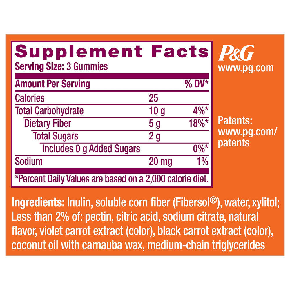 Metamucil Kids Fiber Gummies no sugar added label close-up.