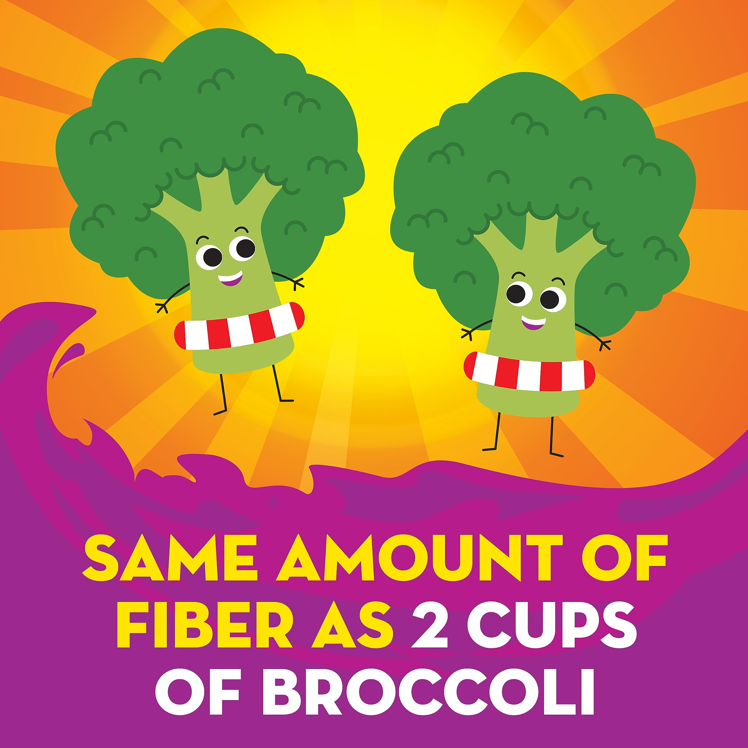 Metamucil Kids Fiber Gummies serving three gummies scene for daily fiber intake.