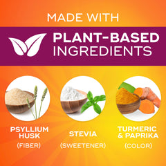 Metamucil orange flavored fiber powder dissolving in liquid for a refreshing texture