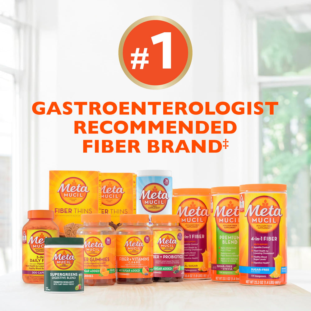 Metamucil psyllium husk fiber plant-based source showcased