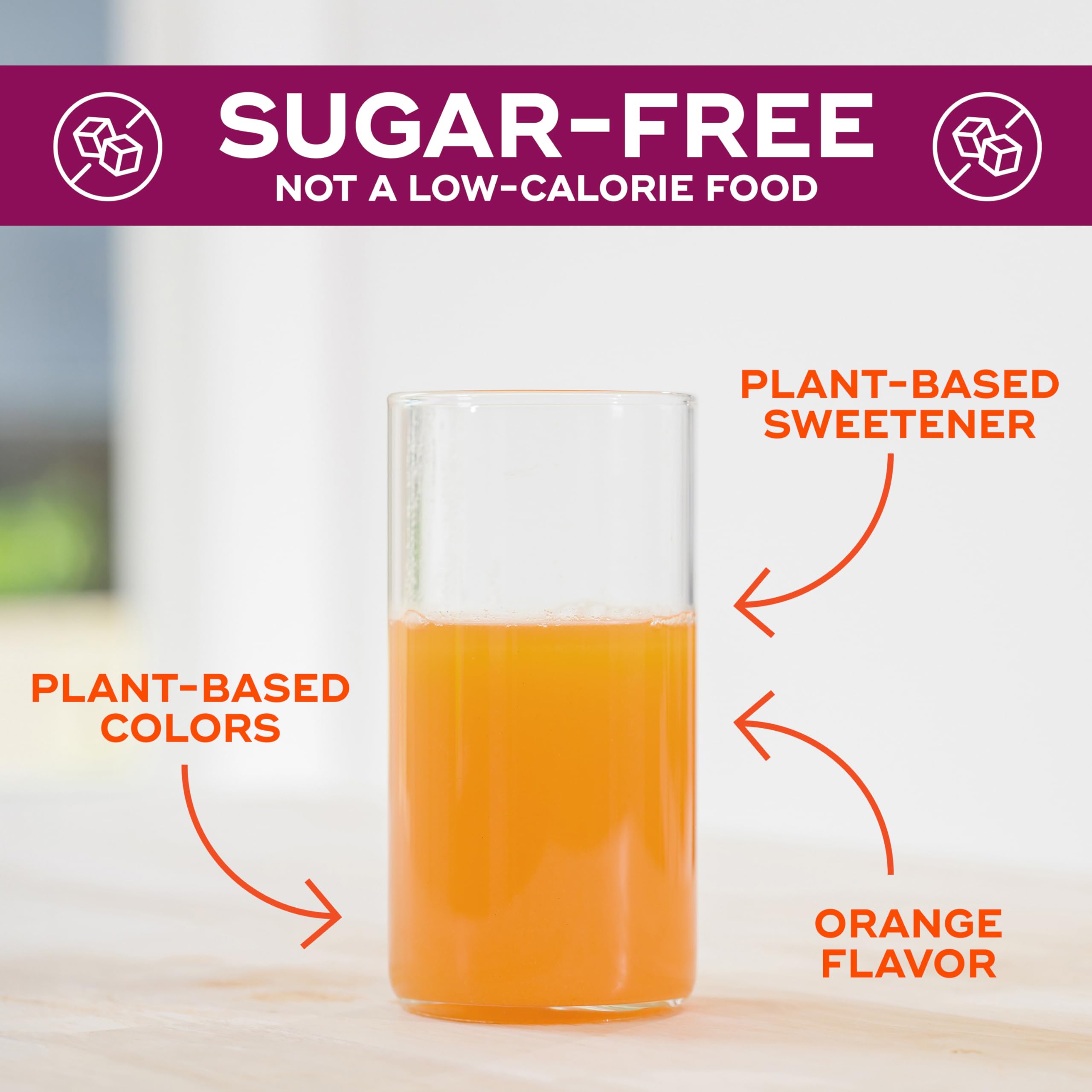 Metamucil Stevia sweetened fiber powder close up highlighting plant based sweetness