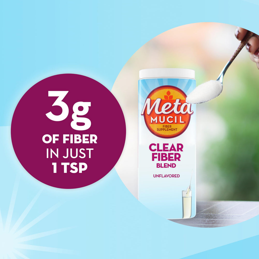 Metamucil Clear Fiber Blend juice mix blends easily for fiber intake
