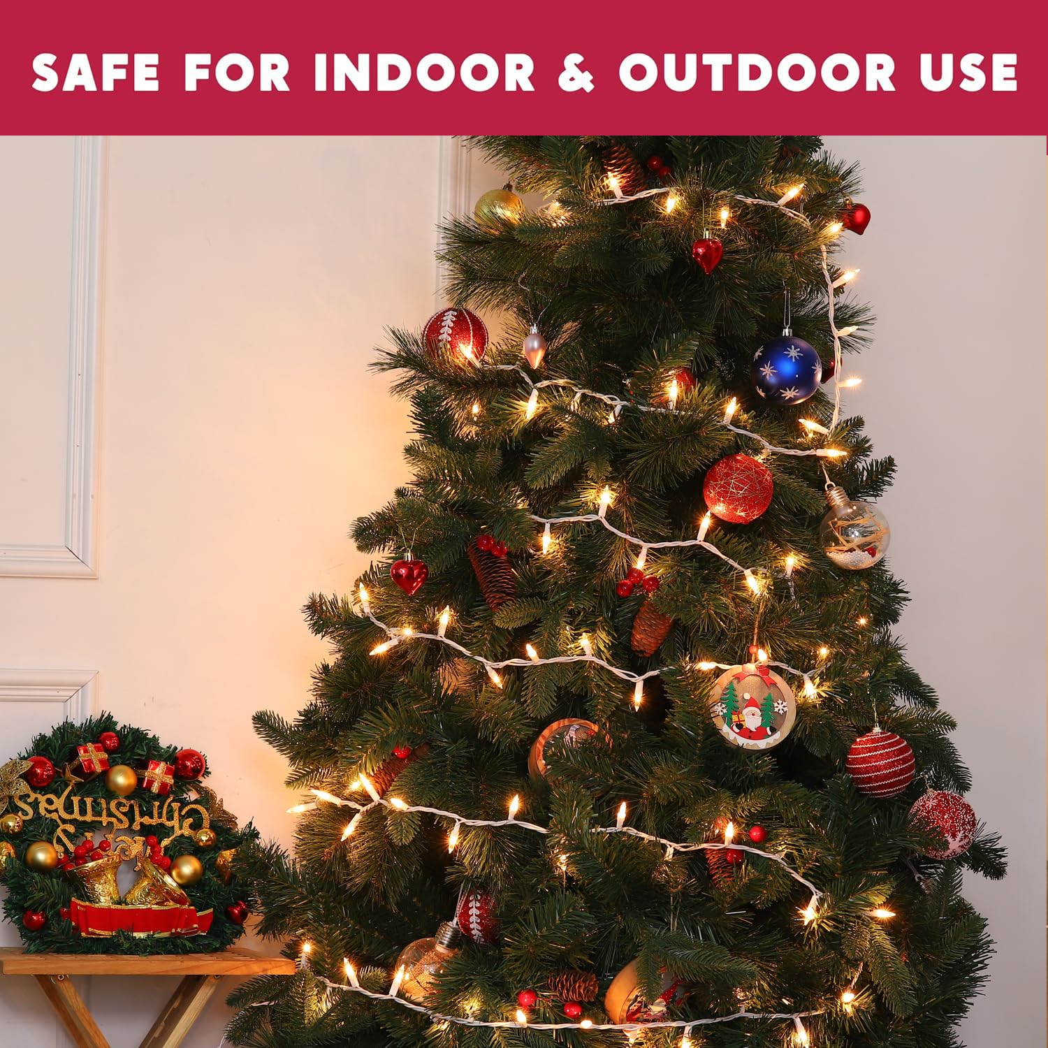 Meteds white-wire Christmas decor lights brighten any space indoors or outdoors.