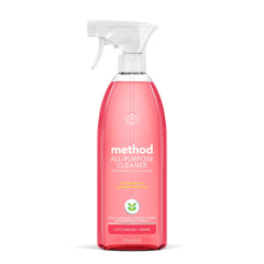 Method All-Purpose Cleaner Pink Grapefruit bottle pour showing quick stain lifting on counters.