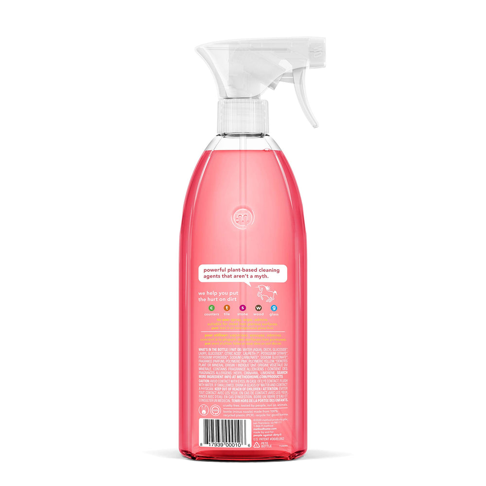 Method All-Purpose Cleaner Pink Grapefruit counter clean shows versatile nonporous surface use.