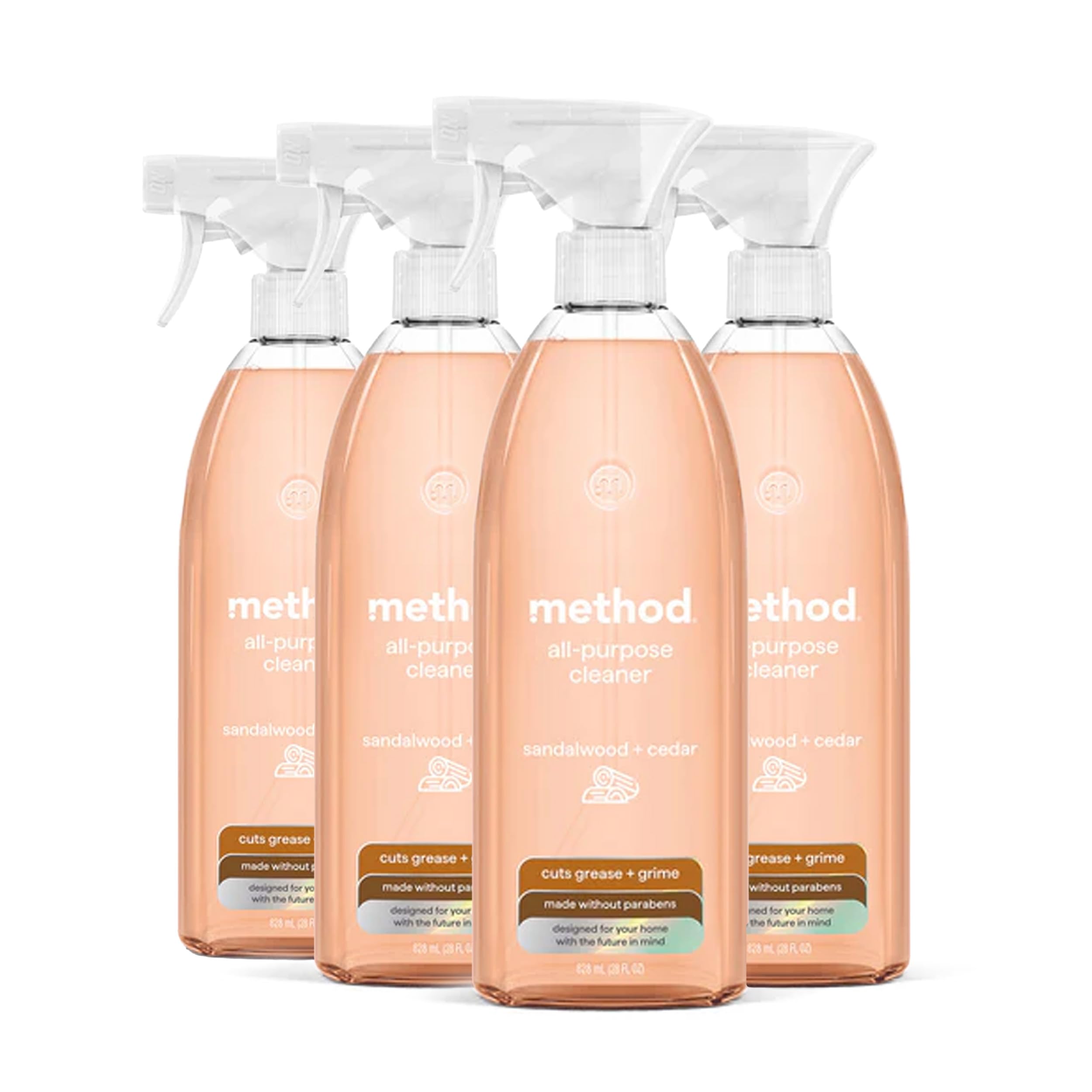 Method all-purpose cleaner bottle with sandalwood and cedar scent for daily cleaning.