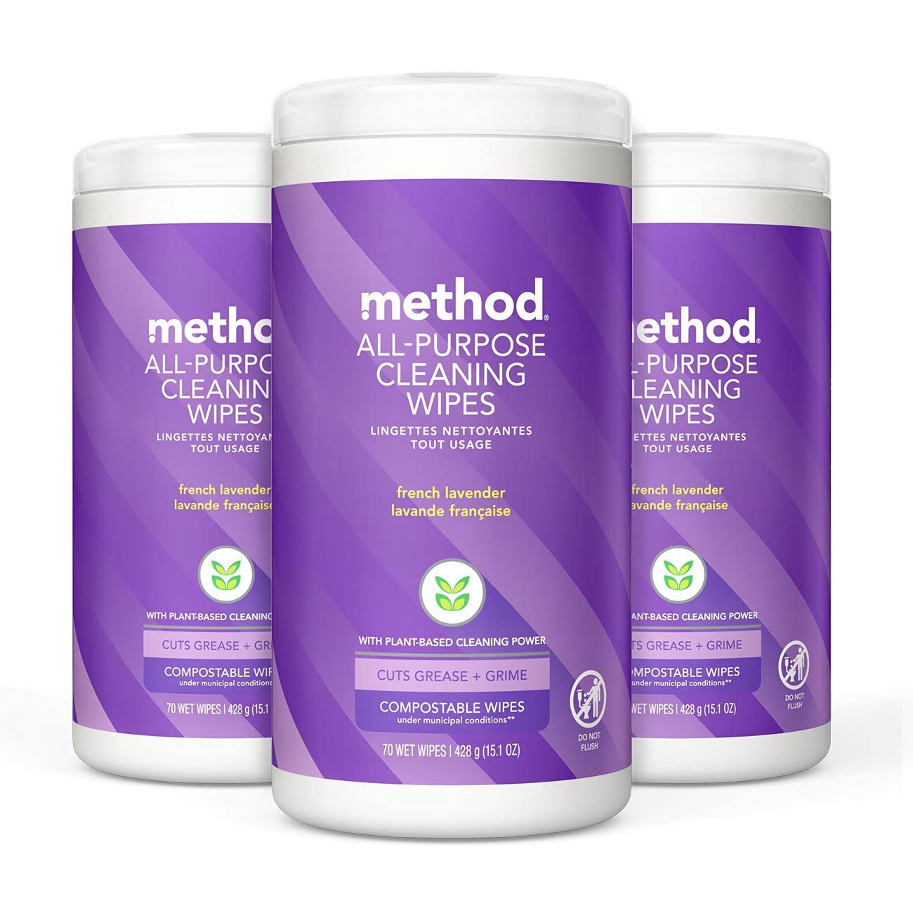 Method All-Purpose Wipes French Lavender canister for fast surface cleaning.