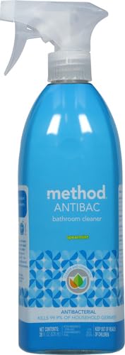 Method antibacterial bathroom cleaner spearmint spray tackles grime on tile.