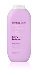 Method Berry Balance bottle close-up shows berry-infused formula for daily rejuvenation.