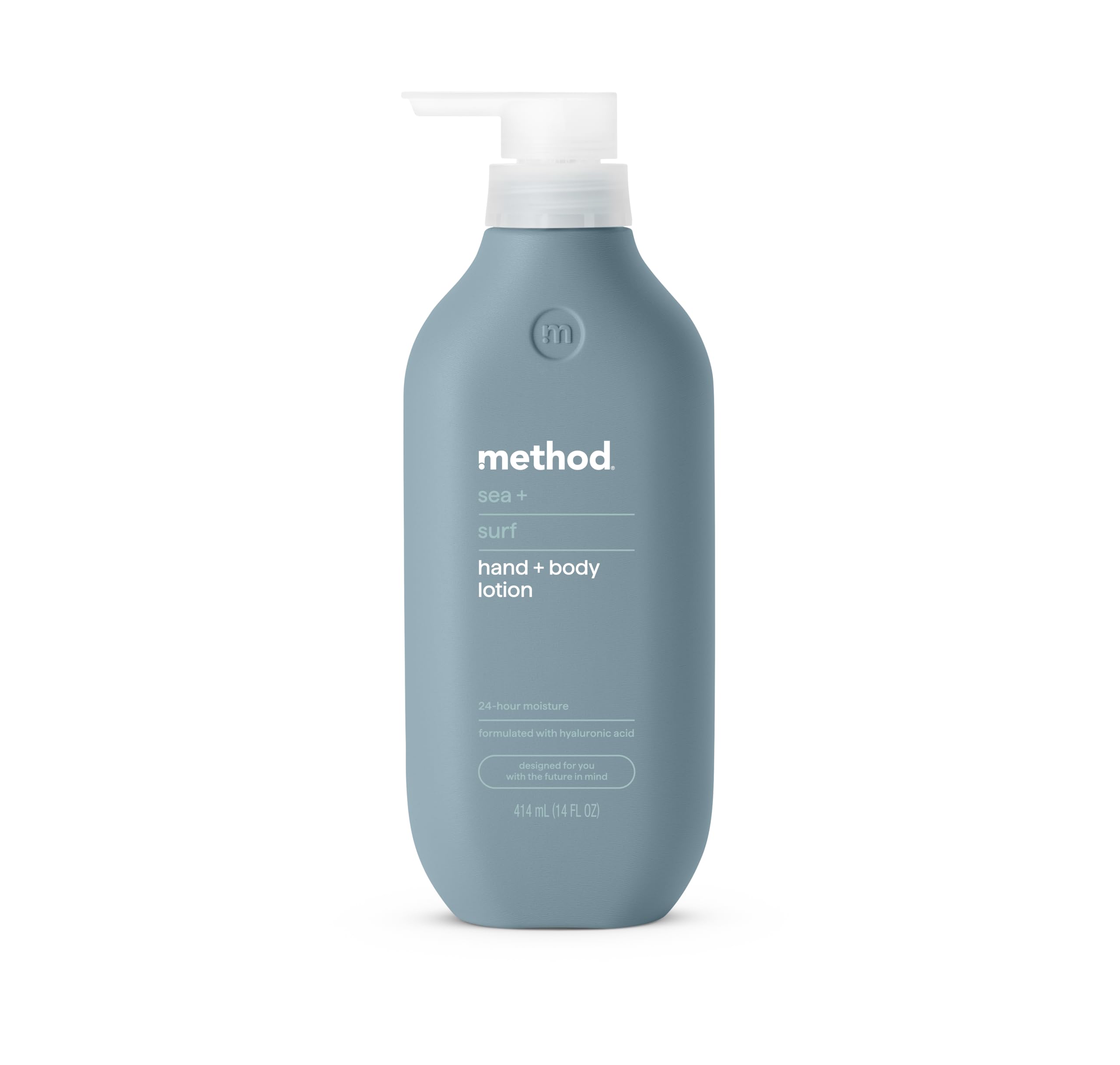 Method Sea + Surf Body Lotion bottle front showing 14 oz of all-day hydration.