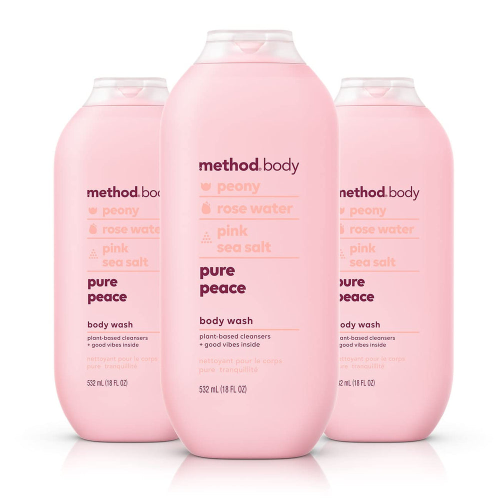 Method Pure Peace body wash bottle front showing calming fragrance and eco-friendly packaging