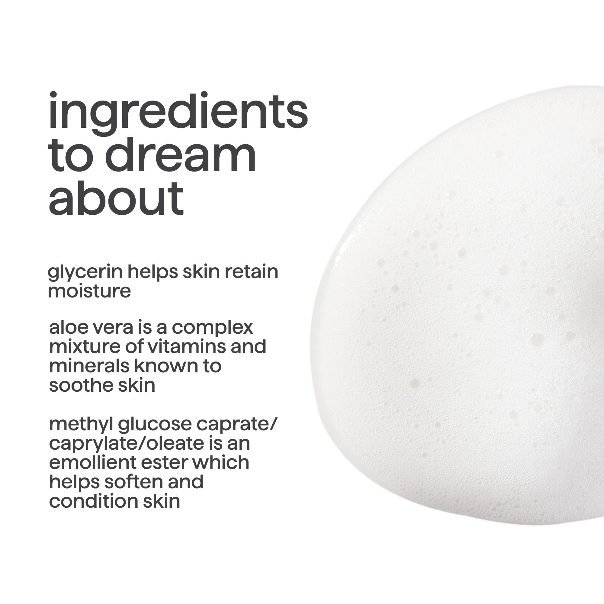 Method Dream Foam fragrance swirls hint white flower and tuberose.