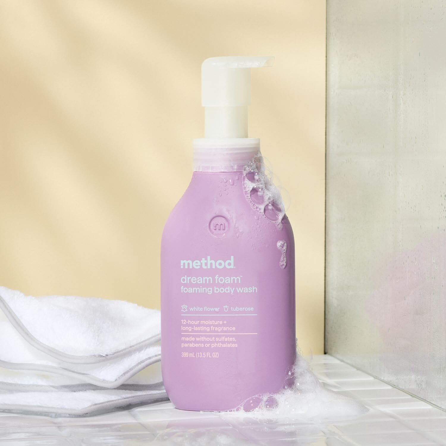 Method Dream Foam bottle with 80% PCR plastic highlights sustainable packaging.