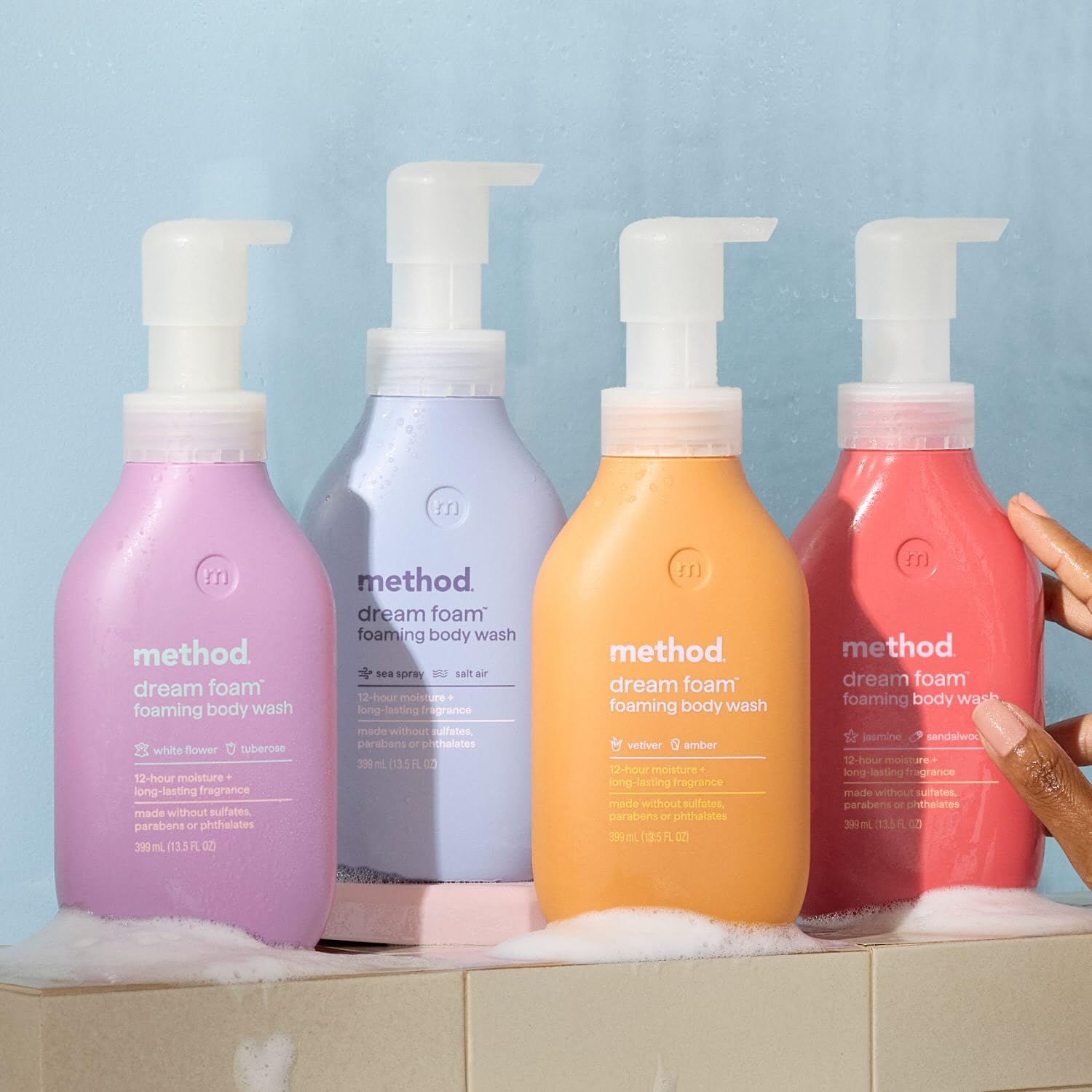Method Dream Foam in use during morning routine delivers refreshing cleanse.