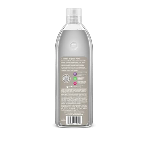 Method refill bottle label detail highlighting plant-based cleansers and paraben-free formula.