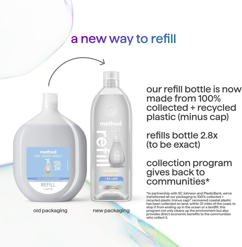 Method Gel Hand Soap Refill plant-based cleansers nourish soft hands.