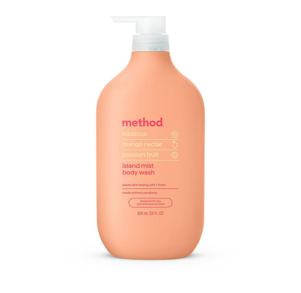 Method Island Mist bottle front with eco-friendly packaging for daily refreshing showers.