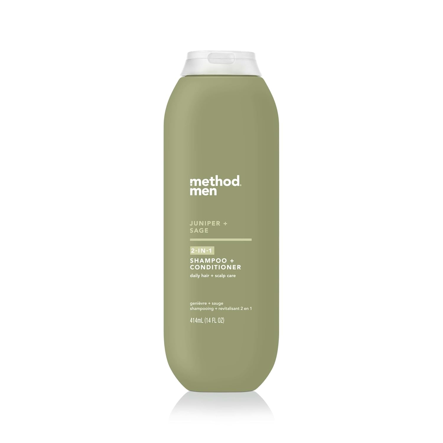Method Men 2-in-1 bottle pours juniper sage aroma for a quick, refreshing start.