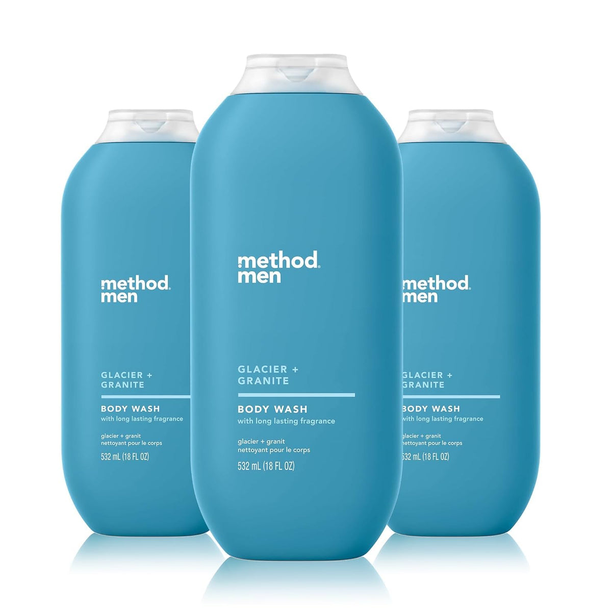Method Men Glacier and Granite bottle being poured for a refreshing cleanse