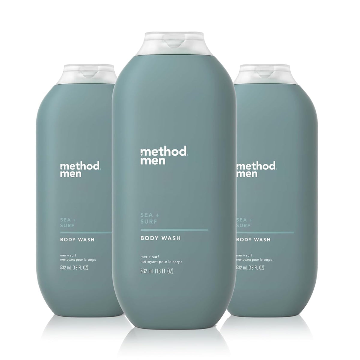 Method Men Sea and Surf bottle pouring for quick cleanse