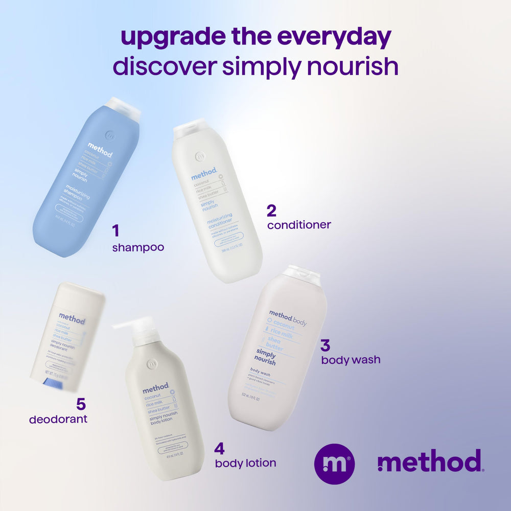 Method Moisturizing Conditioner bottle pour image shows smooth application.