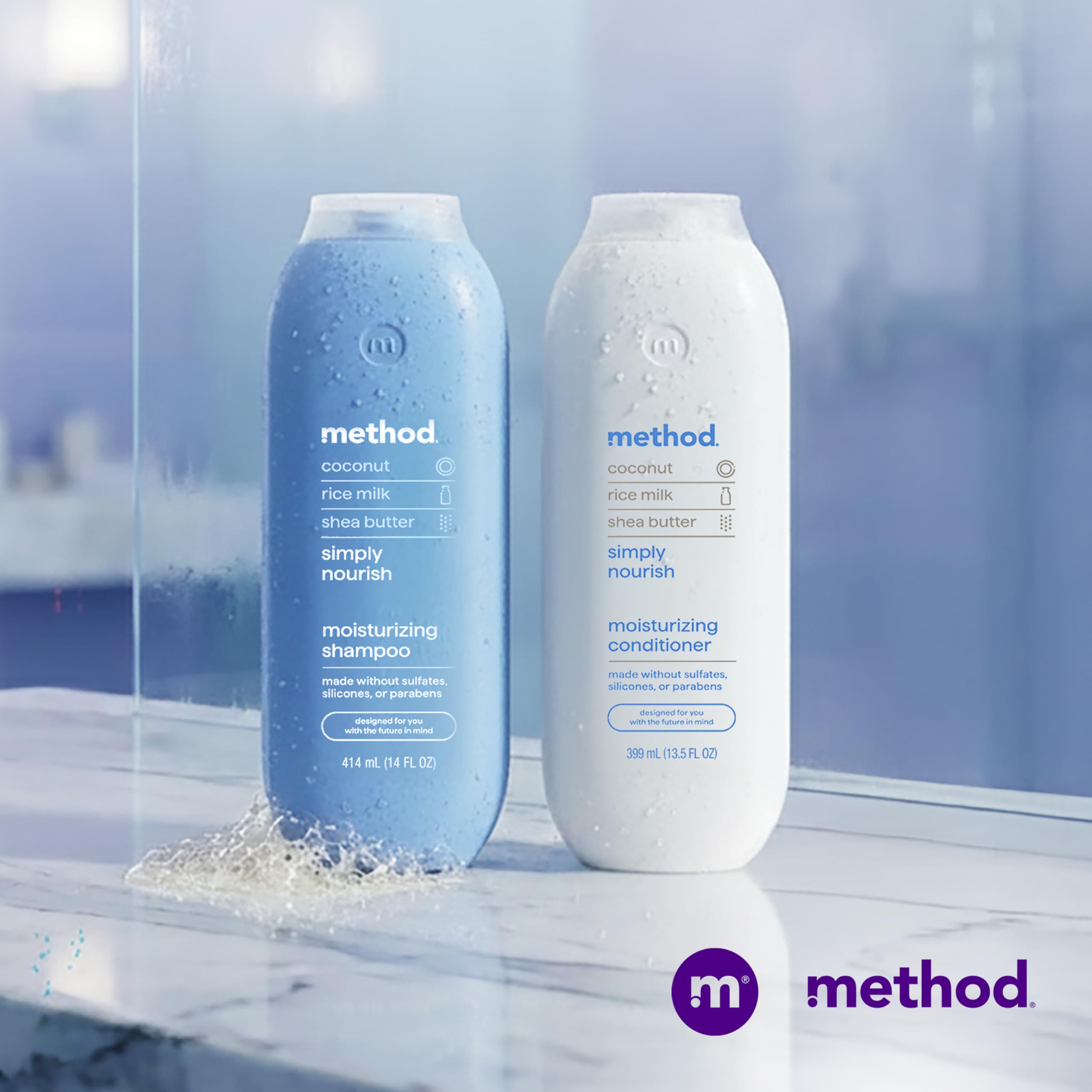 Method Moisturizing Conditioner nourishing oils for soft hydrated strands.