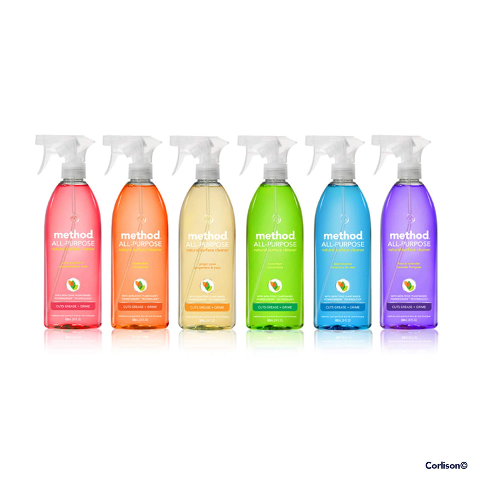 Eco-friendly PCR plastic bottle by Method highlighted in pantry setting.
