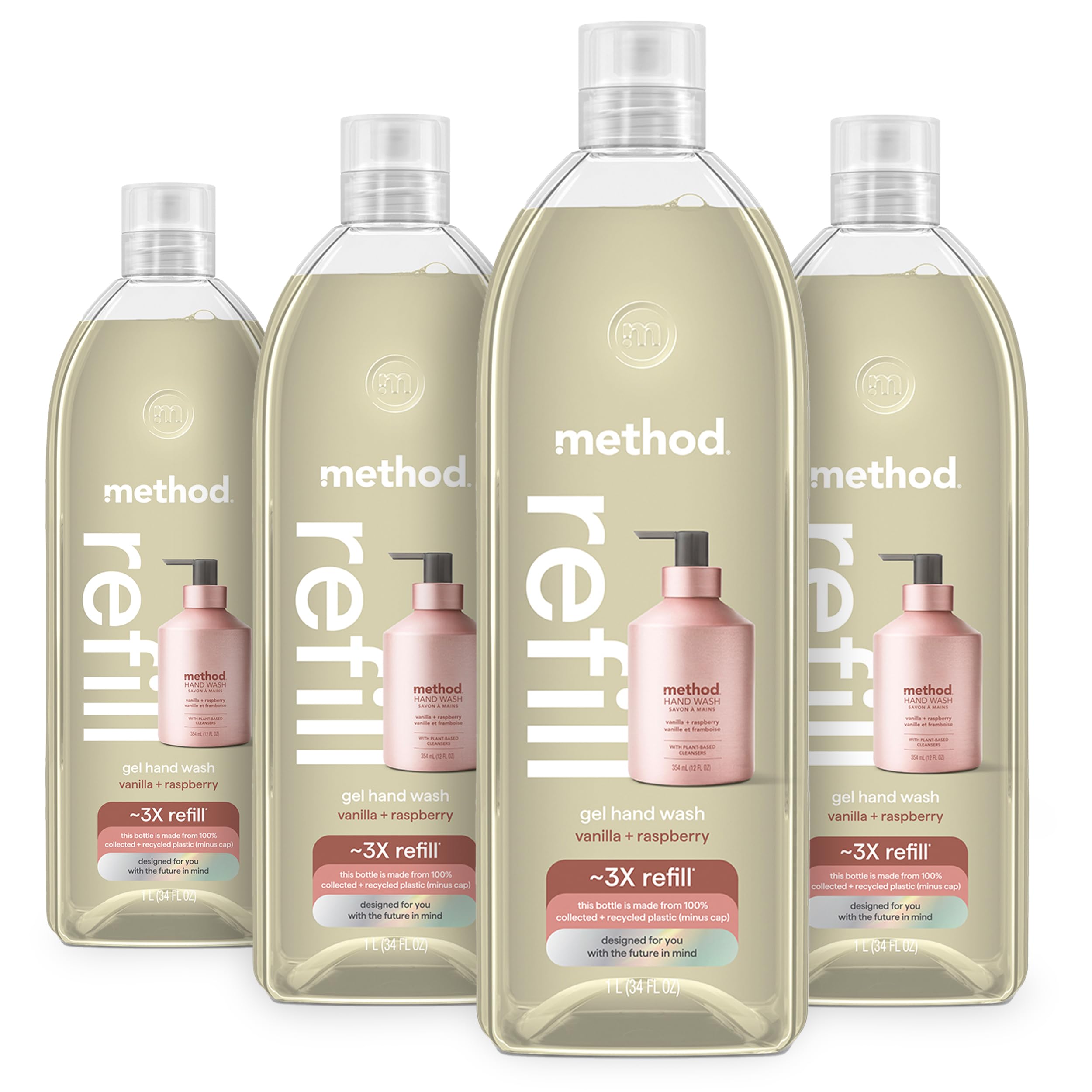 Method Premium Gel Hand Soap Refill bottle with vanilla-raspberry scent for a fragrant handwash.