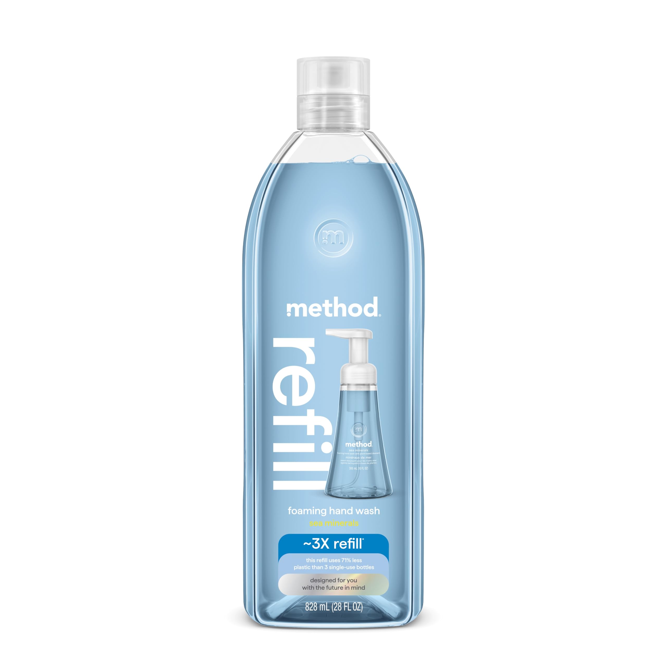 Method Sea Minerals refill bottle close-up showing eco-friendly packaging.