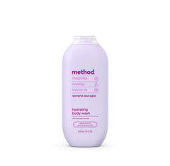 Method Serene Escape bottle pouring for a hydrating shower