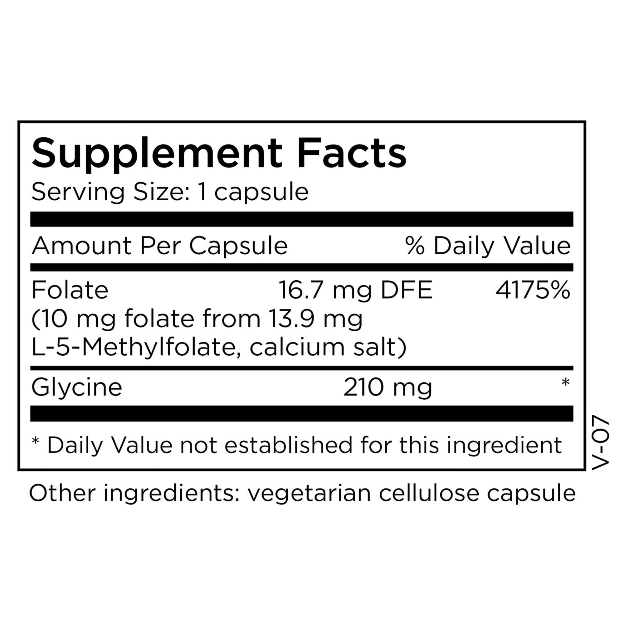 MethylPro bottle label closeup shows 10 mg active folate information.