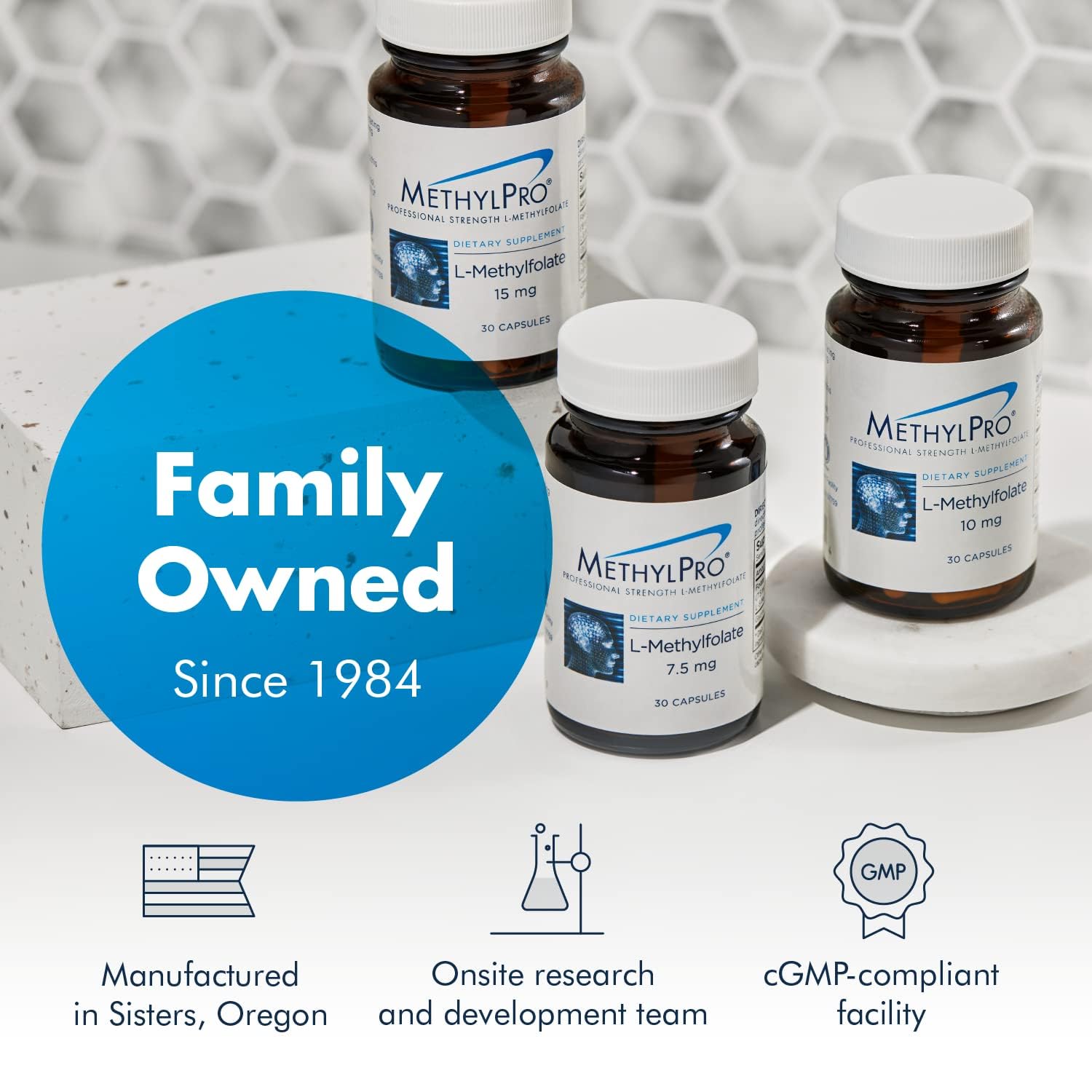 MethylPro packaging display shows vegetarian and hypoallergenic folate options.