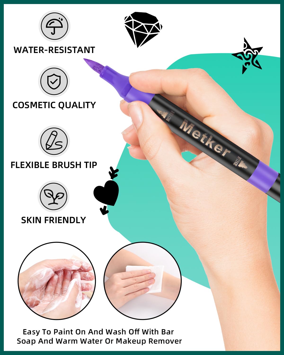 Metker 77 large tattoo stencils for easy, bold designs.