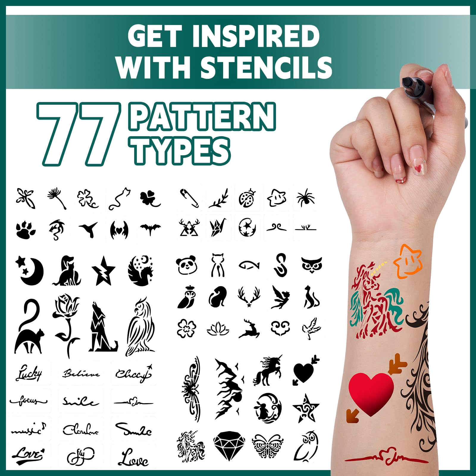 Metker bright color range enables expressive body art.