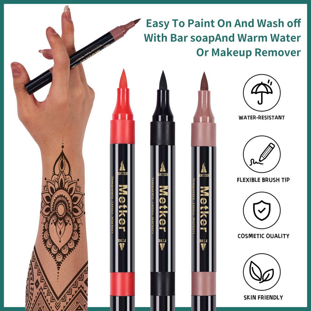 Metker dual-end brush-head markers support thick and thin lines.