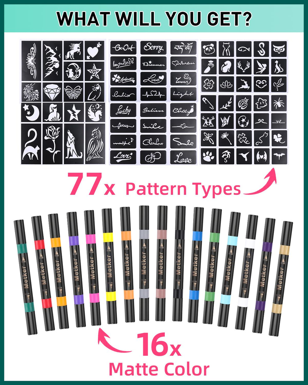 Metker flexible brush tip increases control and precision.