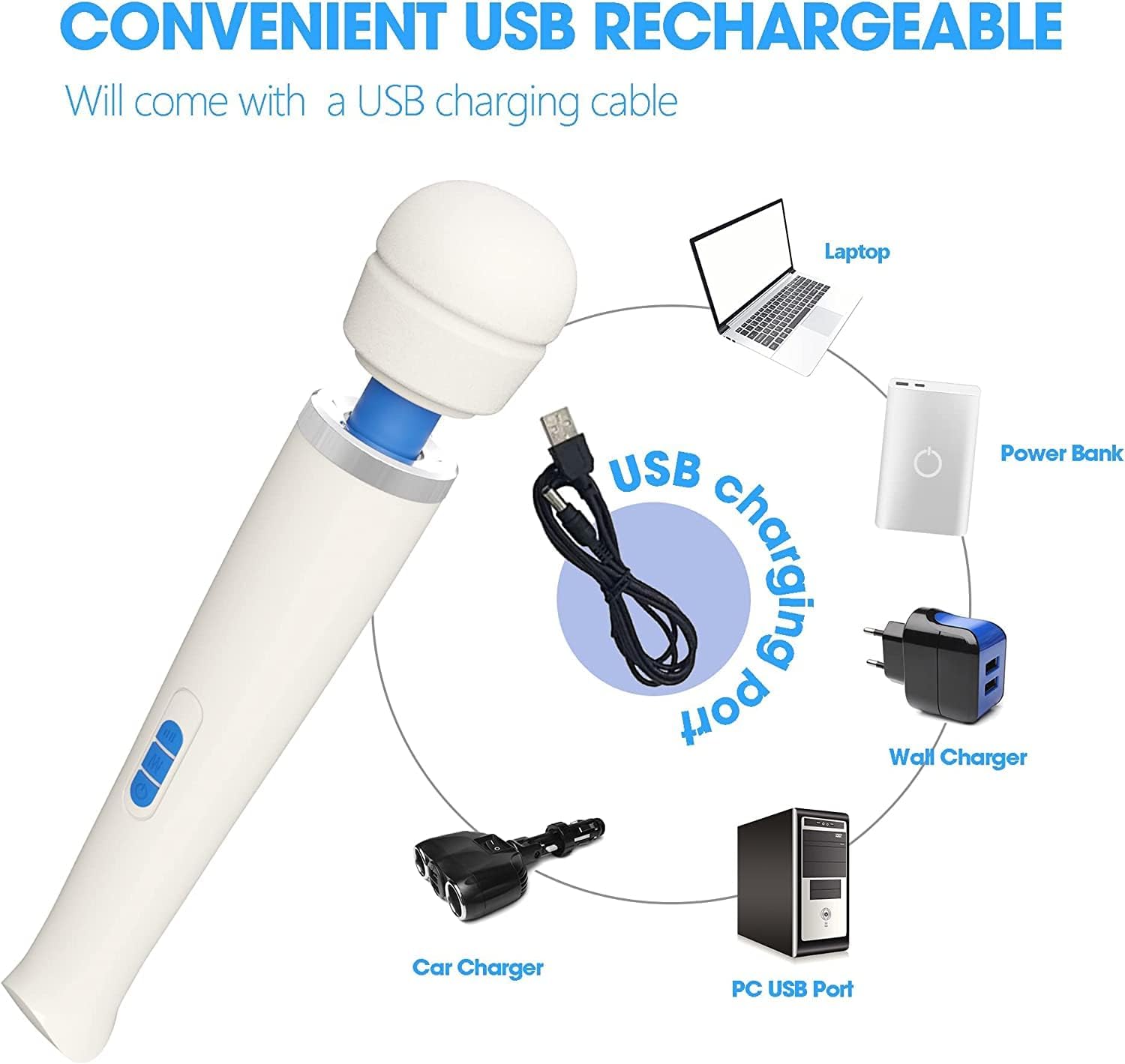 Metooka massager on back shows portable design for on-the-go relaxation